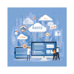 A clean and modern information technology illustration showing a computer, laptop, server icons, cloud storage, data flow, and network connections. Professional educational style, soft blue and white color palette, minimal and beginner-friendly design, high resolution, no text, suitable for IT blog featured image.