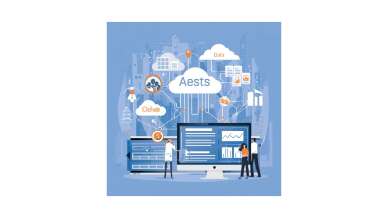 A clean and modern information technology illustration showing a computer, laptop, server icons, cloud storage, data flow, and network connections. Professional educational style, soft blue and white color palette, minimal and beginner-friendly design, high resolution, no text, suitable for IT blog featured image.