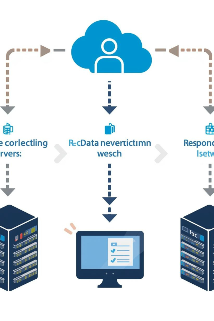 How cloud computing works with data flowing between user and cloud servers