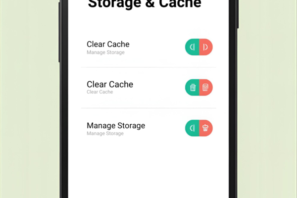 Android smartphone showing settings screen with option to clear cached data for faster performance
