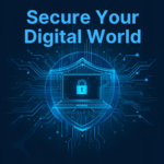 Cyber security concept showing digital devices protected by online security shield