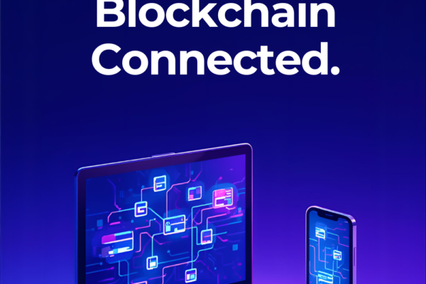 Blockchain technology concept showing secure digital blocks connected in a chain